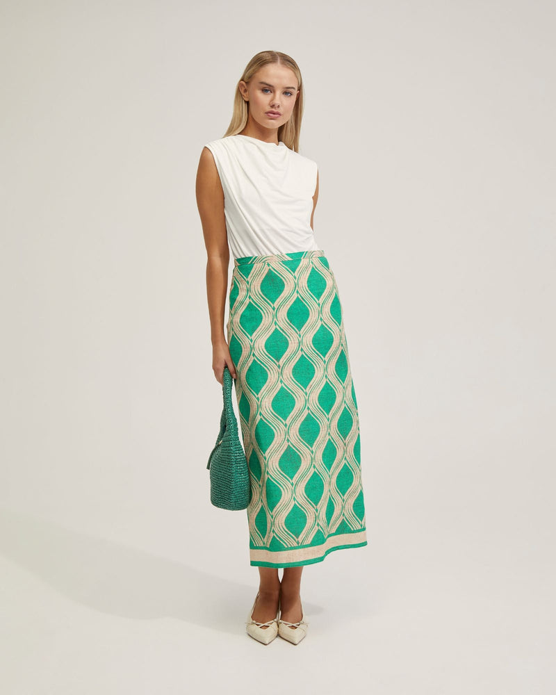 Grechen Linen Blend Printed Skirt