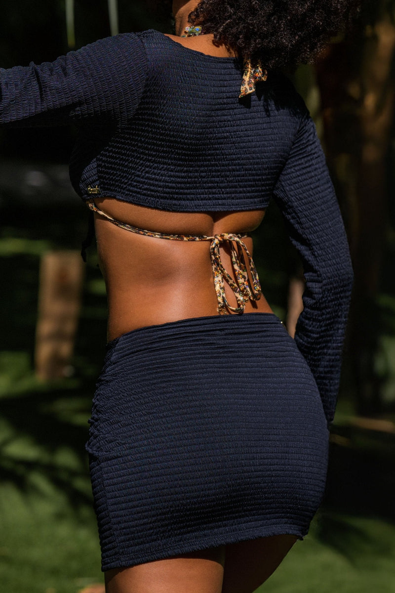 Brandy Crop Top Black Ruched