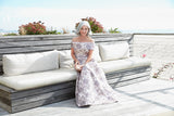 Floral Metallic Brocade Off-the-Shoulder Ballgown with Pockets