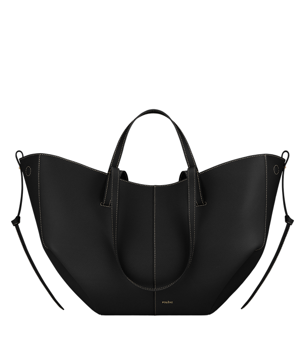 Cyme - Textured Black with Ecru Stitching