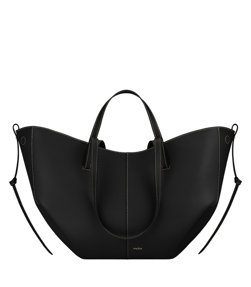 Cyme - Textured Black with Ecru Stitching