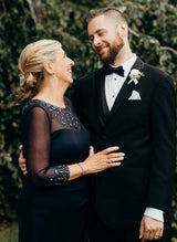 Petite A-Line Mesh Gown with Beaded Illusion Sweetheart Neckline