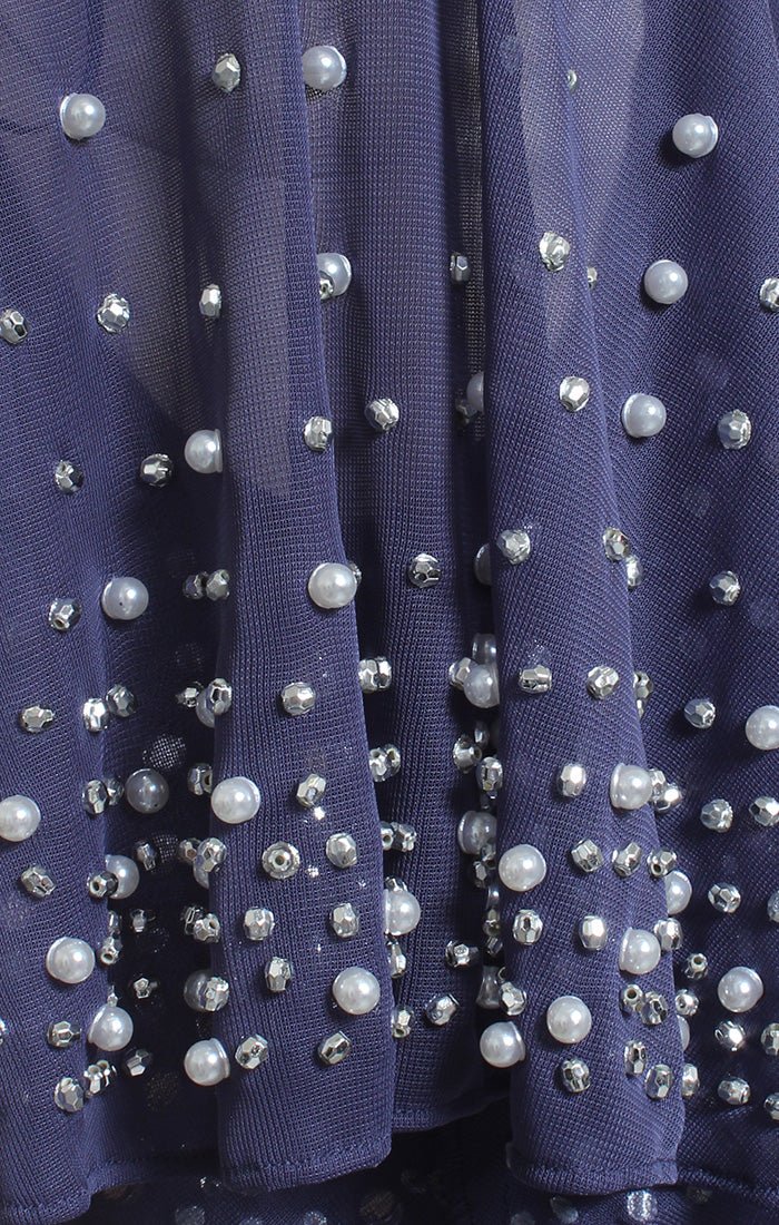 Petite Empire Waist Dress with Surplice Neckline & Embellished Flutter Sleeves