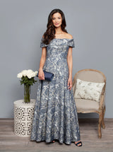 Long Printed Off The Shoulder Ballgown