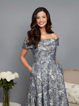 Long Printed Off The Shoulder Ballgown