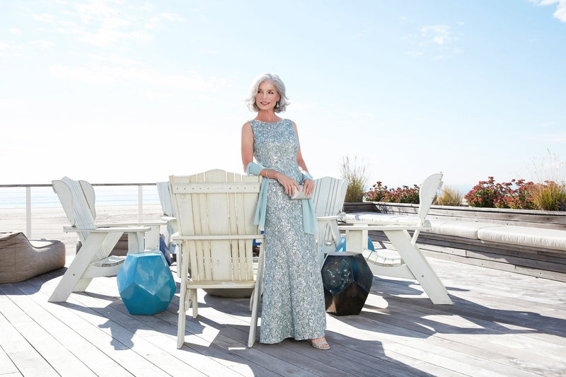 Sleeveless Corded Fit and Flare Dress With Shawl