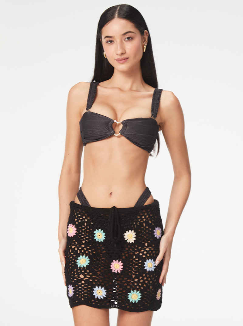 Vivi Black Flowers Skirt