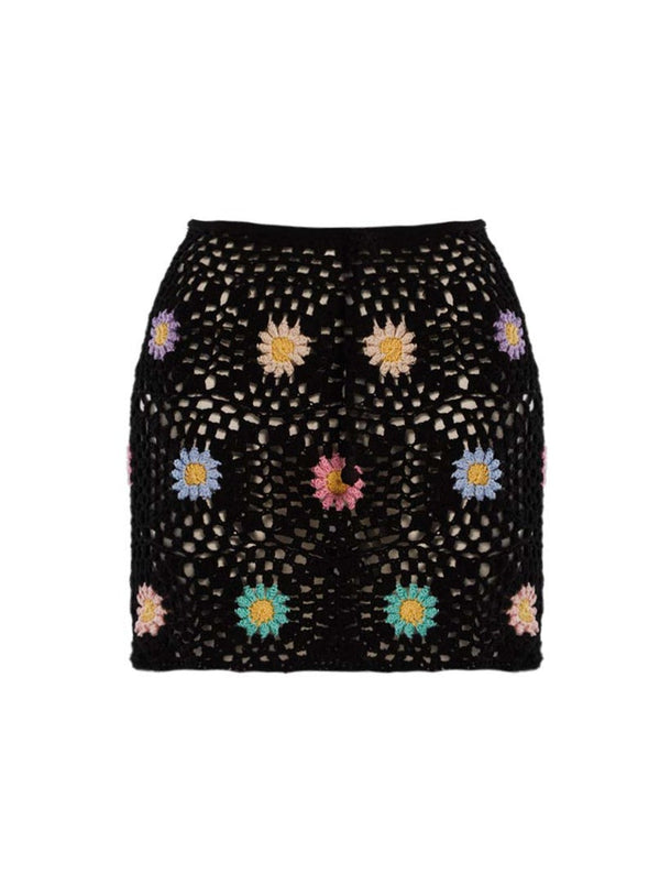 Vivi Black Flowers Skirt