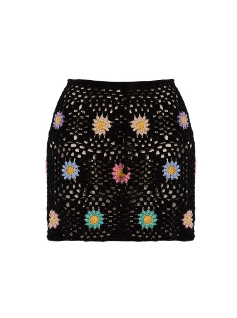 Vivi Black Flowers Skirt